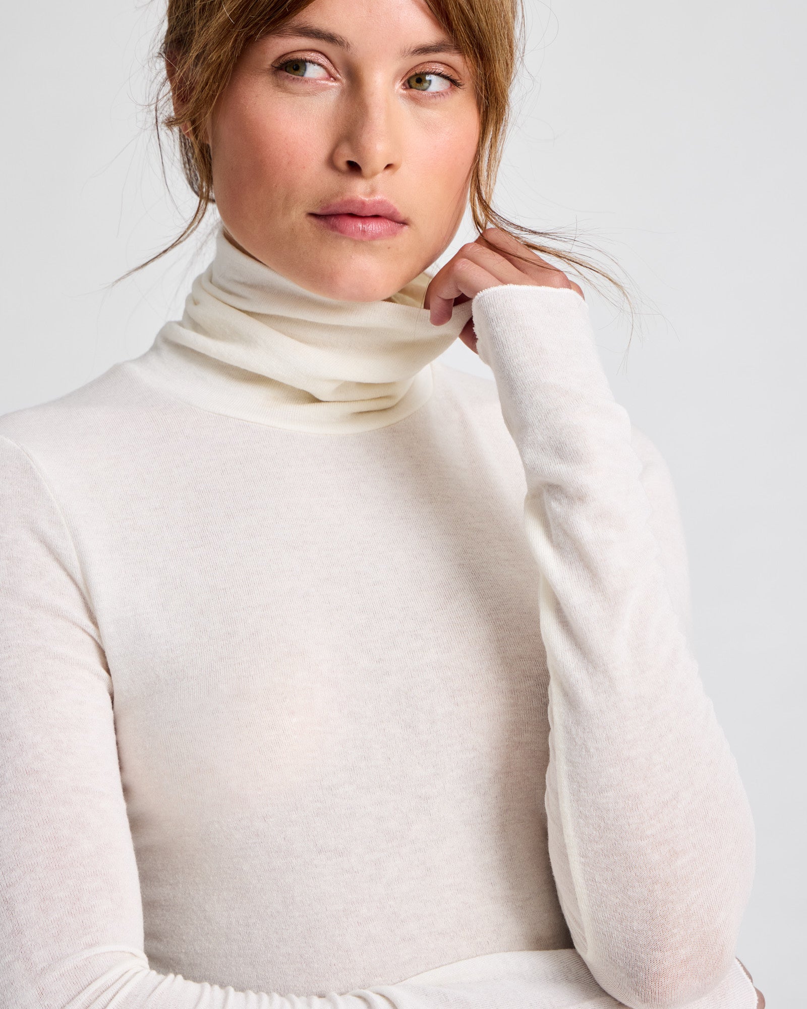 Anna Wool Turtleneck langærmet t-shirt - Off White